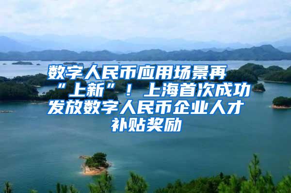 数字人民币应用场景再“上新”！上海首次成功发放数字人民币企业人才补贴奖励