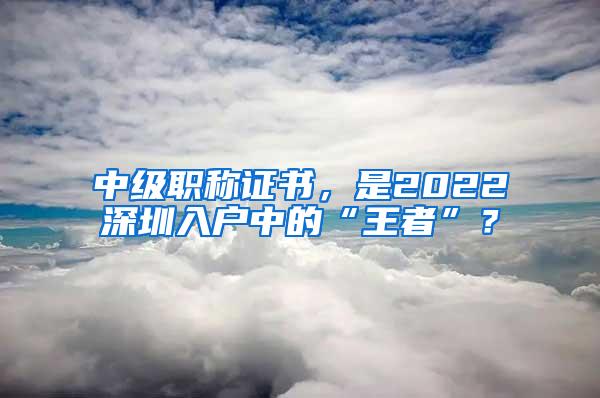 中级职称证书，是2022深圳入户中的“王者”？