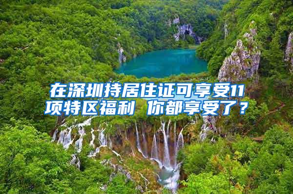 在深圳持居住证可享受11项特区福利 你都享受了？