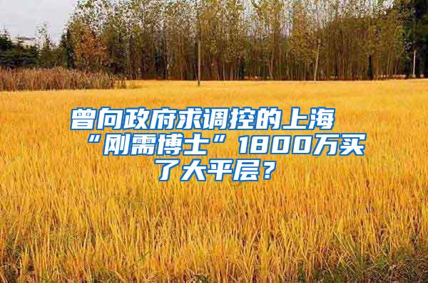 曾向政府求调控的上海“刚需博士”1800万买了大平层？