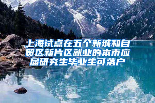 上海试点在五个新城和自贸区新片区就业的本市应届研究生毕业生可落户