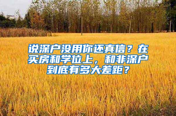 说深户没用你还真信？在买房和学位上，和非深户到底有多大差距？