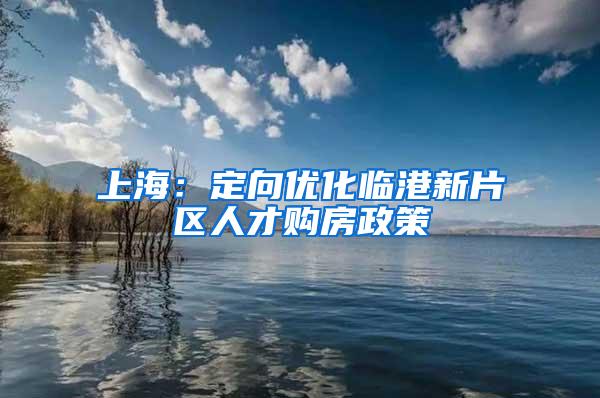 上海：定向优化临港新片区人才购房政策