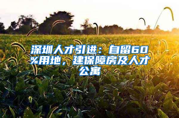 深圳人才引进：自留60%用地，建保障房及人才公寓