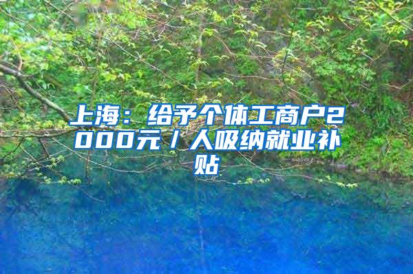 上海：给予个体工商户2000元／人吸纳就业补贴