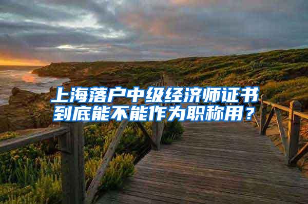 上海落户中级经济师证书到底能不能作为职称用？