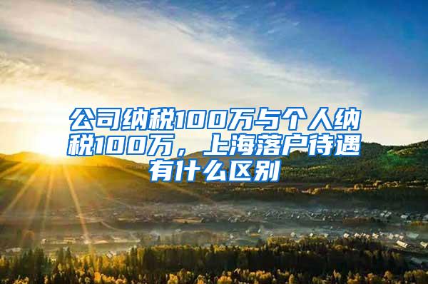 公司纳税100万与个人纳税100万，上海落户待遇有什么区别