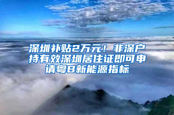 深圳补贴2万元！非深户持有效深圳居住证即可申请粤B新能源指标