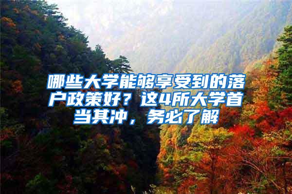 哪些大学能够享受到的落户政策好？这4所大学首当其冲，务必了解