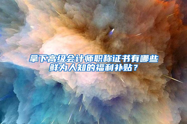 拿下高级会计师职称证书有哪些鲜为人知的福利补贴？