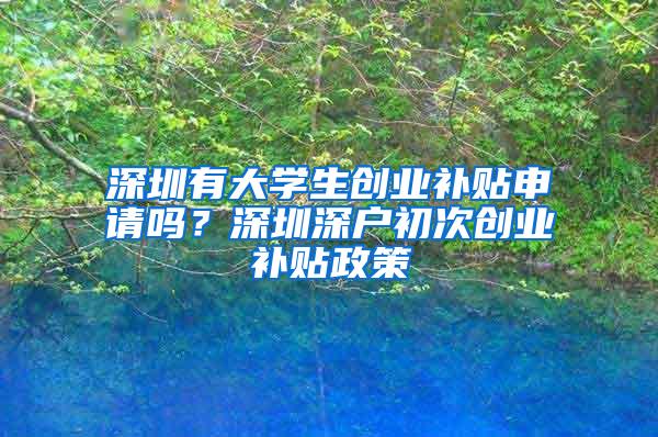 深圳有大学生创业补贴申请吗？深圳深户初次创业补贴政策