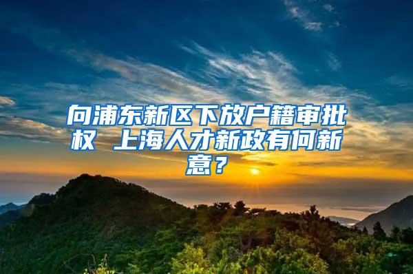 向浦东新区下放户籍审批权 上海人才新政有何新意？