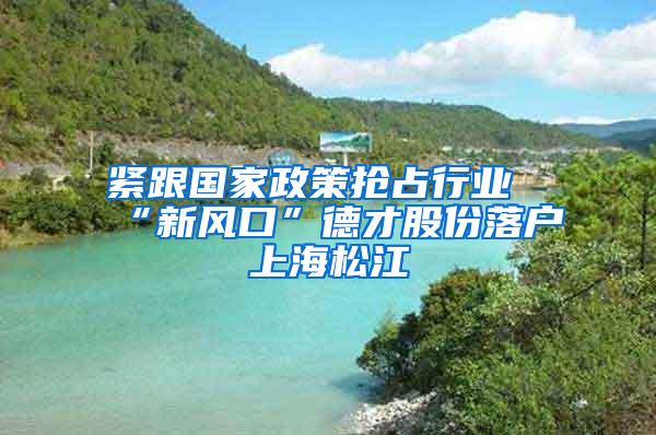 紧跟国家政策抢占行业“新风口”德才股份落户上海松江