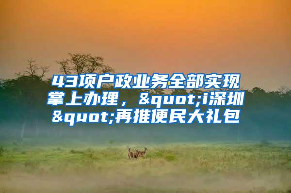 43项户政业务全部实现掌上办理，"i深圳"再推便民大礼包