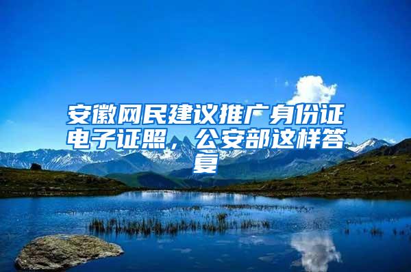 安徽网民建议推广身份证电子证照，公安部这样答复