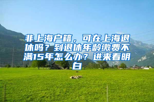 非上海户籍，可在上海退休吗？到退休年龄缴费不满15年怎么办？进来看明白→