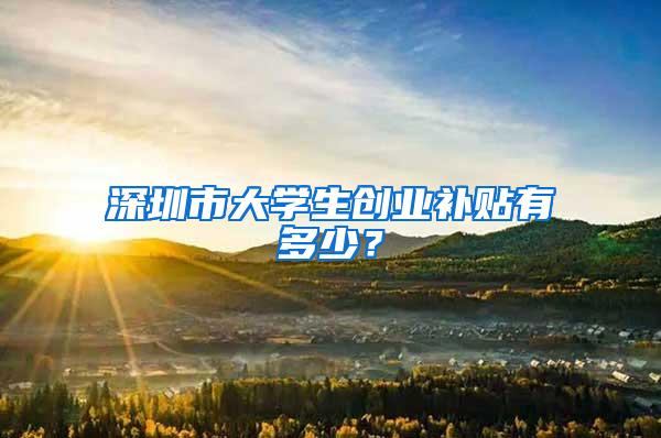 深圳市大学生创业补贴有多少？