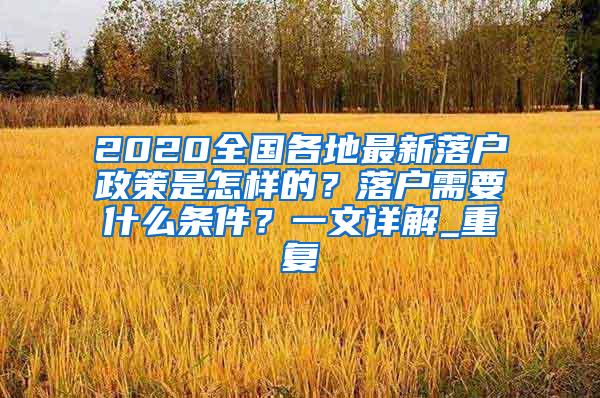 2020全国各地最新落户政策是怎样的？落户需要什么条件？一文详解_重复