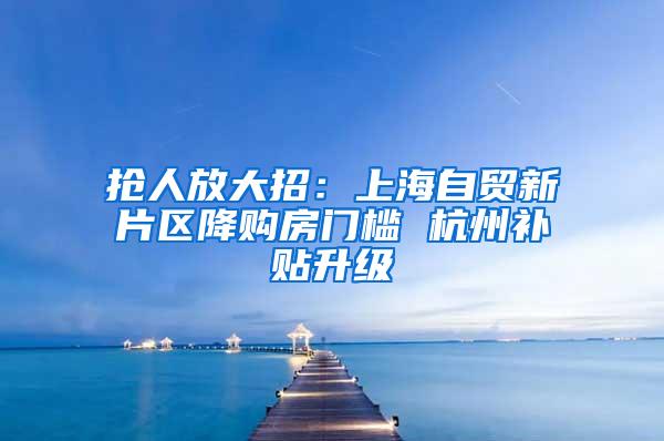 抢人放大招：上海自贸新片区降购房门槛 杭州补贴升级