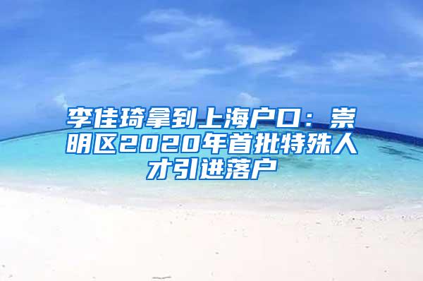 李佳琦拿到上海户口：崇明区2020年首批特殊人才引进落户