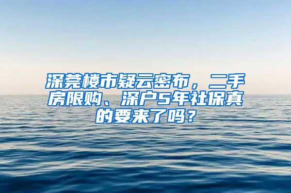 深莞楼市疑云密布，二手房限购、深户5年社保真的要来了吗？