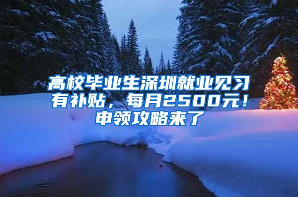 高校毕业生深圳就业见习有补贴，每月2500元！申领攻略来了