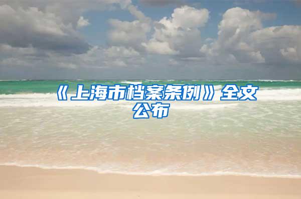 《上海市档案条例》全文公布