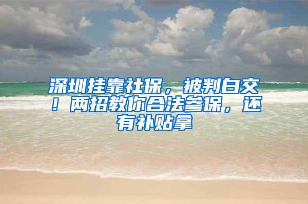 深圳挂靠社保，被判白交！两招教你合法参保，还有补贴拿