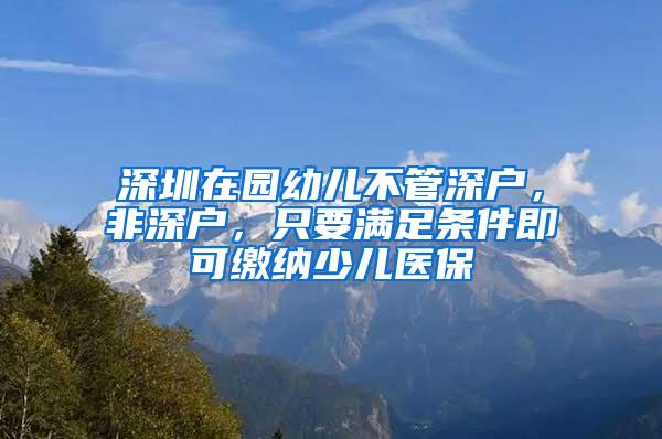 深圳在园幼儿不管深户，非深户，只要满足条件即可缴纳少儿医保