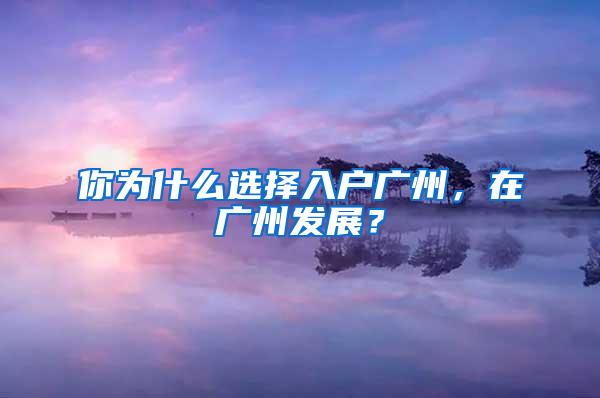 你为什么选择入户广州，在广州发展？