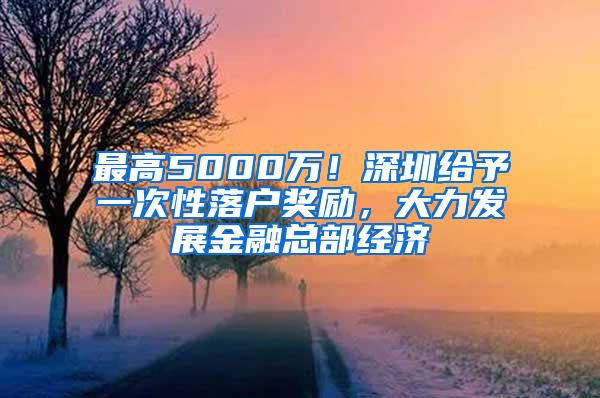 最高5000万！深圳给予一次性落户奖励，大力发展金融总部经济