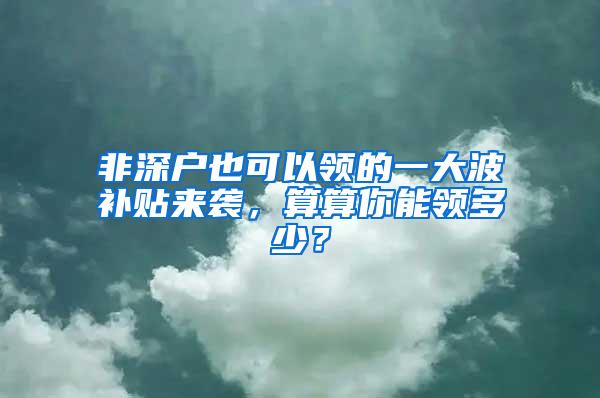 非深户也可以领的一大波补贴来袭，算算你能领多少？