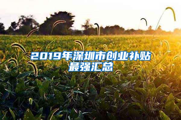 2019年深圳市创业补贴最强汇总