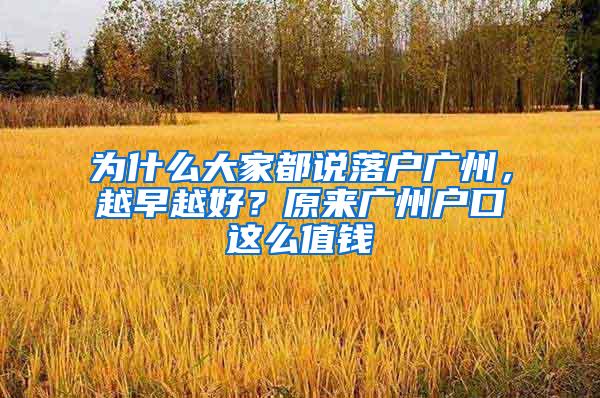 为什么大家都说落户广州，越早越好？原来广州户口这么值钱