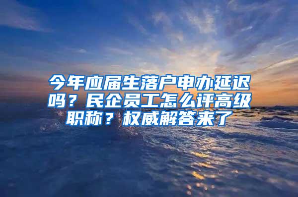 今年应届生落户申办延迟吗？民企员工怎么评高级职称？权威解答来了