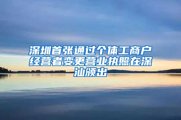 深圳首张通过个体工商户经营者变更营业执照在深汕颁出