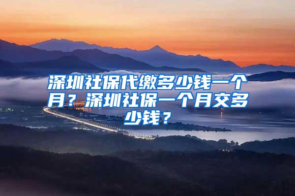 深圳社保代缴多少钱一个月？深圳社保一个月交多少钱？