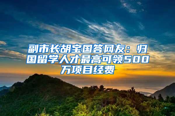 副市长胡宝国答网友：归国留学人才最高可领500万项目经费