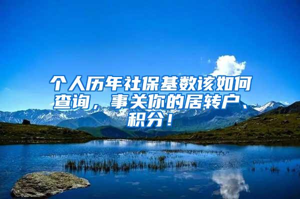 个人历年社保基数该如何查询，事关你的居转户、积分！