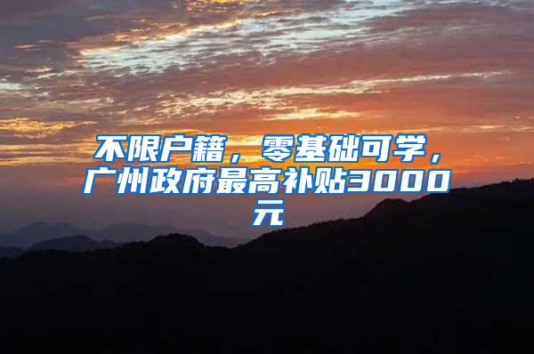 不限户籍，零基础可学，广州政府最高补贴3000元