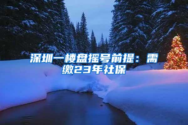 深圳一楼盘摇号前提：需缴23年社保