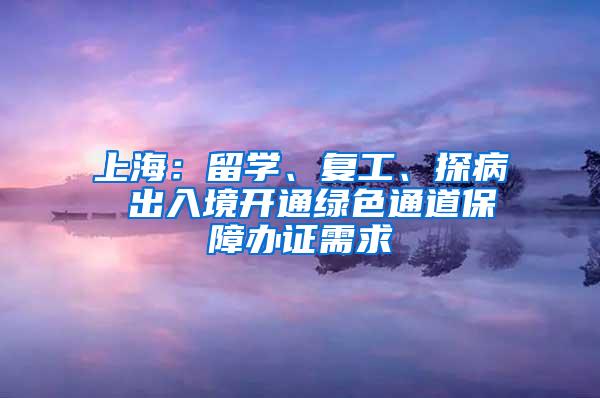 上海：留学、复工、探病 出入境开通绿色通道保障办证需求