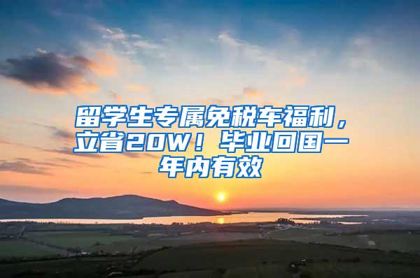 留学生专属免税车福利，立省20W！毕业回国一年内有效