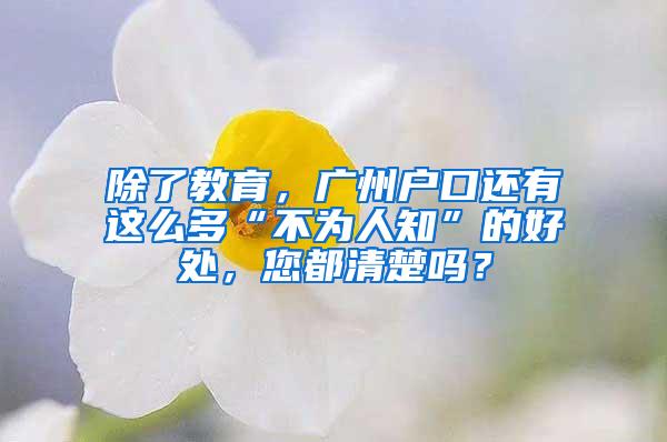 除了教育，广州户口还有这么多“不为人知”的好处，您都清楚吗？