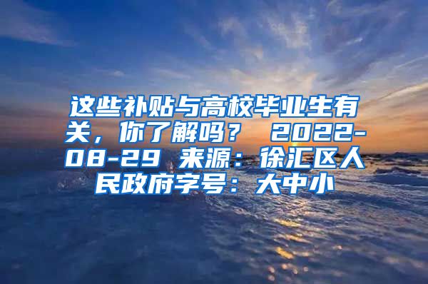 这些补贴与高校毕业生有关，你了解吗？ 2022-08-29 来源：徐汇区人民政府字号：大中小