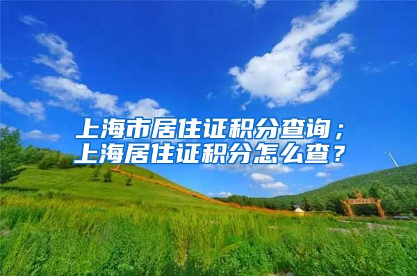 上海市居住证积分查询；上海居住证积分怎么查？