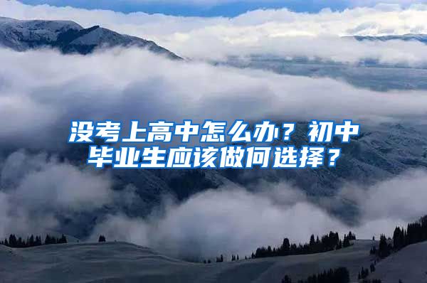 没考上高中怎么办？初中毕业生应该做何选择？