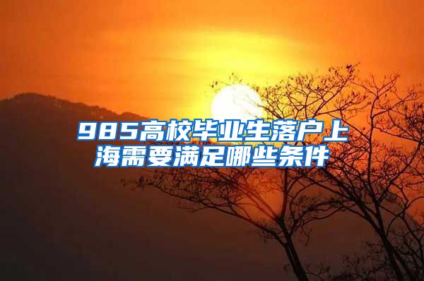 985高校毕业生落户上海需要满足哪些条件