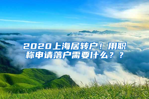 2020上海居转户！用职称申请落户需要什么？？