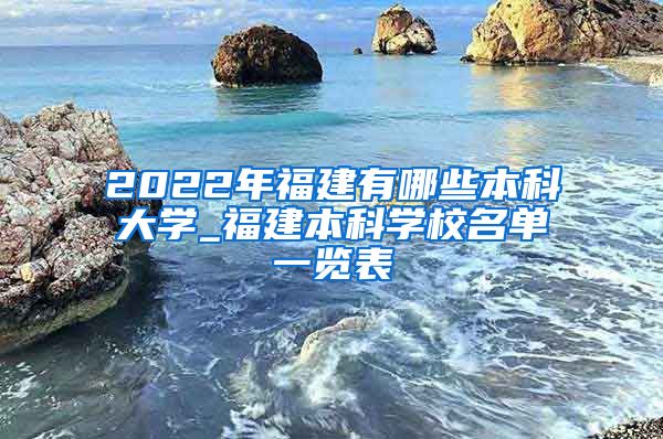 2022年福建有哪些本科大学_福建本科学校名单一览表